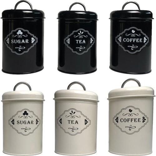 3x Storage Tins with Lid Storage Bottle Case Sugar Tea Container Coffee Jars