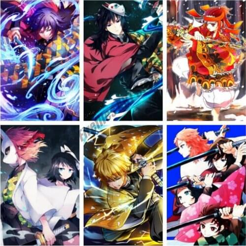 Demon Slayer Anime DIY 5D Diamond Painting Diamond Embroidery Full Square Drill Cross Stitch Kits Mosaic Room Decoration