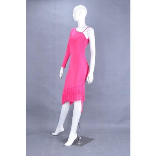 Ballroom dance, Latin dance, diagonal shoulder, long sleeve, side drawstring, diagonal swing, Latin dress, W10022