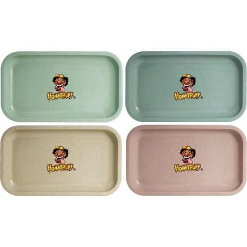 HONEYPUFF Large Acrylic Rolling Tray Unique Biodegradable Plastic Rolling Trays Travel-Friendly Light Weight