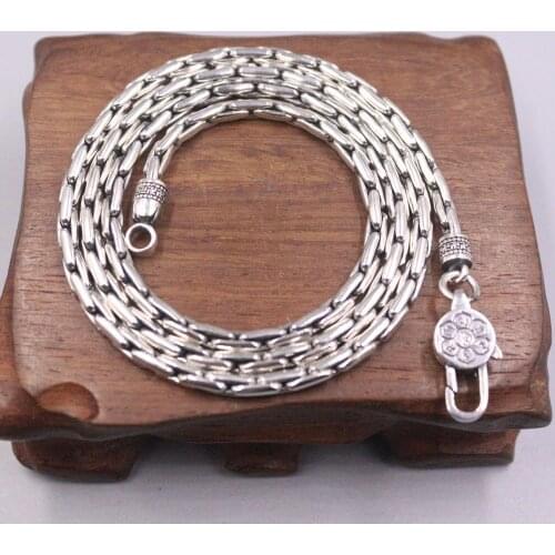 Solid Pure 925 Sterling Silver Necklace Width 3.5mm Thick Rolo Link Chain New Style For Man