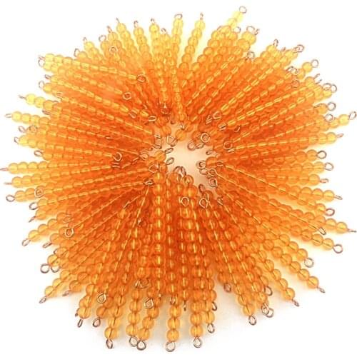 Kids Toys Montessori 1000pcs Golden Pastic Beads 10 Strings Toys for Children Preschool Unisex-Student Early Learning 3 Year Old