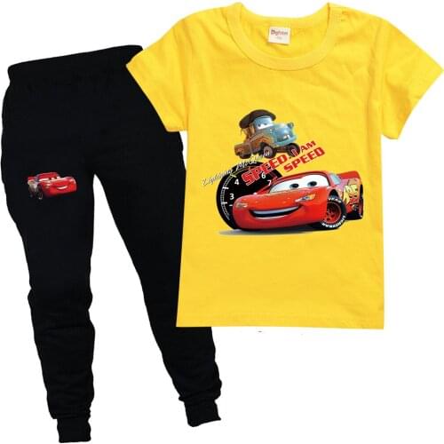 Disney Summer 3D Printed 95 Cars Clothing Set Kids Short Shirt Pants 2pcs Set Boys Tracksuit Fashion Infant Girls Sport Suits