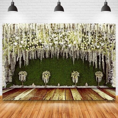 Wedding Birthday Party Backdrops Flower Floral Tassel Wooden Floor Photography Backgrounds For Photo Studio Baby Shower Newborn
