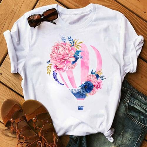 Women Tshirt Summer Fashion Floral Flower Lady T-shirts Top Girls Ladies Korean Style T Shirt Womens Graphic Tee Female T-Shirt
