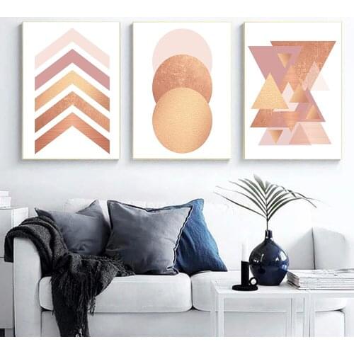 Geometric Polygon Wall Art Canvas Posters Minimalist Rose Abstract Prints Painting Nordic Style Decoration Picture Home Decor