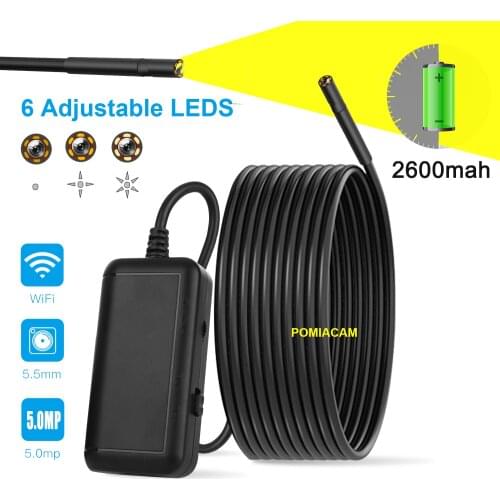 F220 WIFI Endoscope Camera Mini Waterproof hard Cable Inspection Camera 5.5mm 2M 5M 10M Endoscope Borescope IOS Endoscope