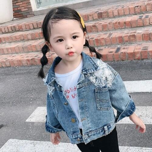 2021 Fashion Autumn Clothes Mesh Girls Denim Jacket Spring Kids Coat Girl Clothes For Teenagers Children Clothing For 2-6 Age