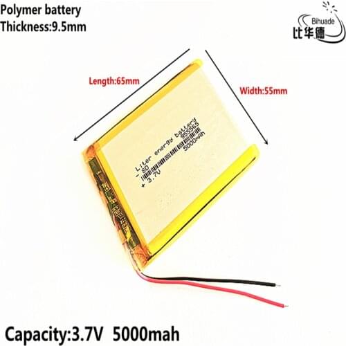 Liter energy battery Good Qulity 3.7V,5000mAH,955565 Polymer lithium ion / Li-ion battery for TOY,POWER BANK,GPS,mp3,mp4