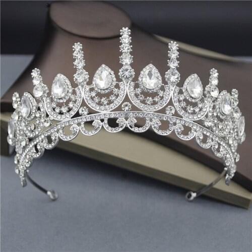 Fashion Crystal Bridal Tiaras Crown for Women Bridal Hair Jewelry Queen Luxury Bride Wedding Veil Hairbands 2019