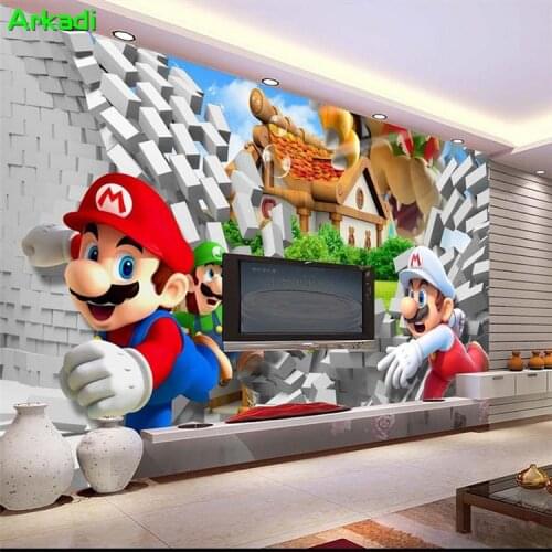 Cartoon 3D Super Mario Wallpapers Boys & Girls Themes Private Room Childrens Room Amusement Park Wallpaper