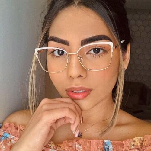 New Vintage Metal Cat Eye Anti-blue Glasses Frame Women Fashion Optical Transparent Eyeglasses Female Spectacles Oculos Feminino