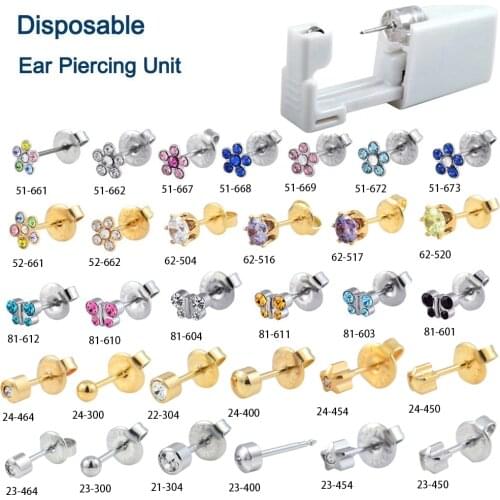 BOG-1Unit Sterlised Disposable Safety Ear Nose Piercing Device Machine Tools NO PAIN Piercer Tool Machine Kit Stud Choose Design