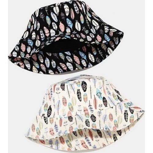 Feather Print Classic Bucket Hat Reversible Fisherman Hat Outdoor Travel Panama Hat Sun Cap Hats Foldable Fishing Sun Flat