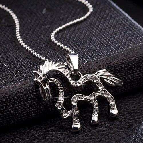 Popular 925 Mosaic Zircon Horse Pendant Trendy Chain Necklace Fashion Charm Personality Jewelry Accessories