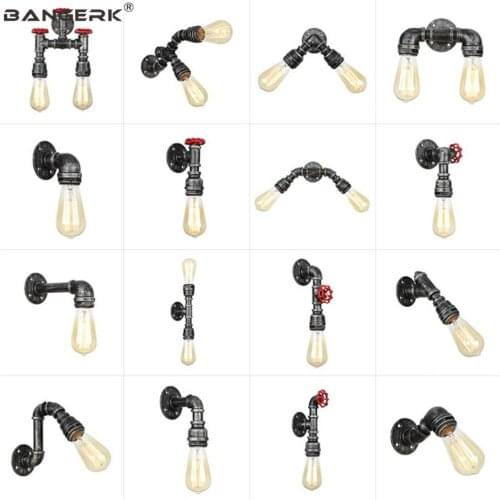 Loft Style Bedside Wall Lamp Iron Water Pipe Wall Light LED Edison Sconces Industrial Vintage Lighting Home Decor Luminaire