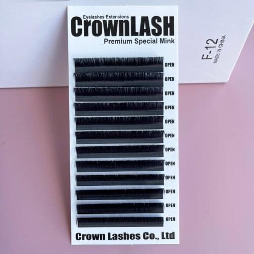 Crownlash black 9D Volume Lash Extension C, D-0.05 7-15mm single size tray Extreme thin and soft
