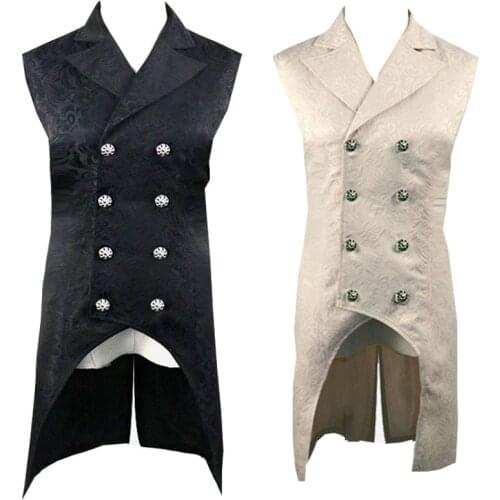 Steampunk Gothic Double Breasted Dress Suit Vest Coat Victorian Costume Men Women Vintage Tuxedo Waistcoat Tailcoat For Adult