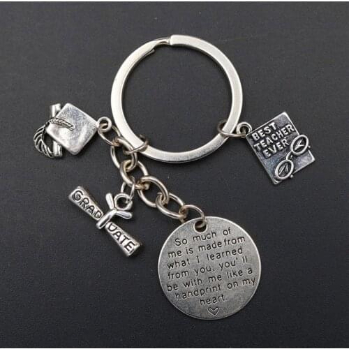 1PC So Much Of Me Is Made From What I Learned From You Charm Graduation Certificate & Hat Keychain Best Teacher Ever Keychain