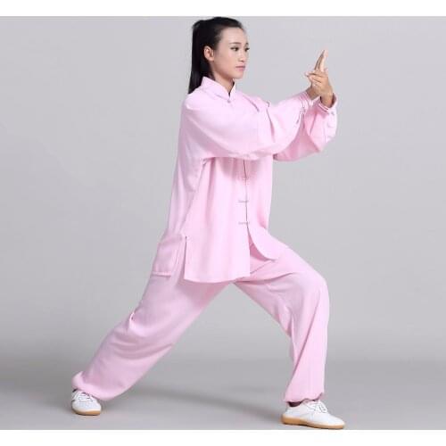 Unisex Traditional Chinese Clothing 14 Color Long Sleeved Wushu TaiChi KungFu Uniform Suit Uniforms Tai Chi Exercise Clothing