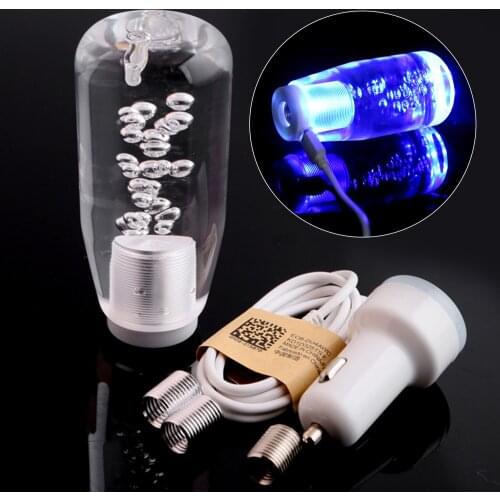 Universal 10cm/15cm/20cm/25cm Car Gear Shift Knob Shifter Crystal Auto LED Shift Lever With Car Cigarette Plug Adapter