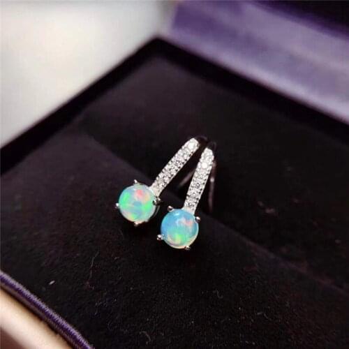 Jewelry 100% Natural Opal Earrings 5*5mm 100% Real Australia Opal Earrings Fashion 925 Silver Opal Jewelry