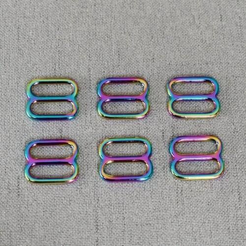 1 pcs Rainbow 15mm Metal Tri Glide Slide Adjusters use for DIY Bag Strap Buckles Leather Belt Craft Accessories