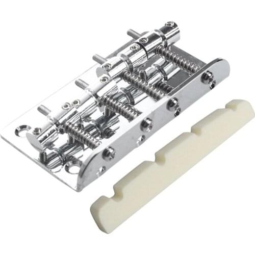 2 Set Accessories: 1Set Vintage Bass Bridge Assembly for Vintage Jazz Bass & 1Set Pre-Slotted Flat Bottom Bone Bass Nut
