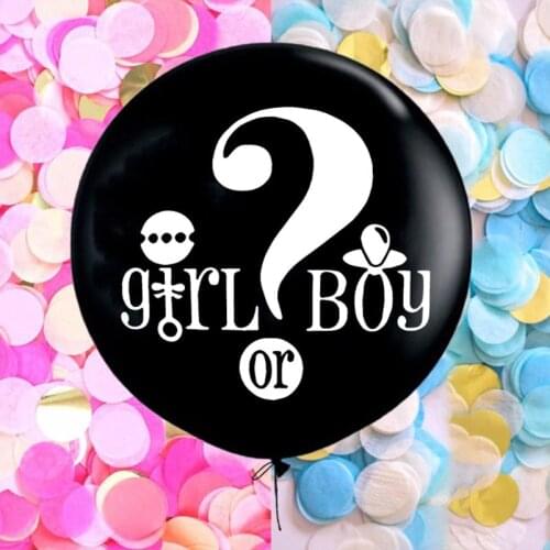 2pcs/lot Gender reveal girl or boy latex balloons 36inch large black balloon with confetti burst baby shower party supplies