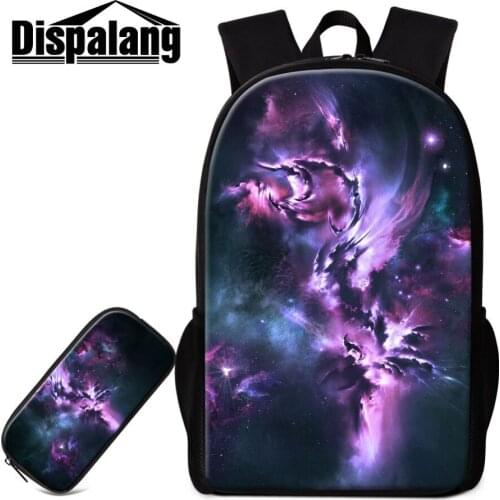 Paisley 2 Piece in 1 Set School Satchel Colorful and Starry Sky Image Factory Brand Primary Students Backpack with Pencil Case