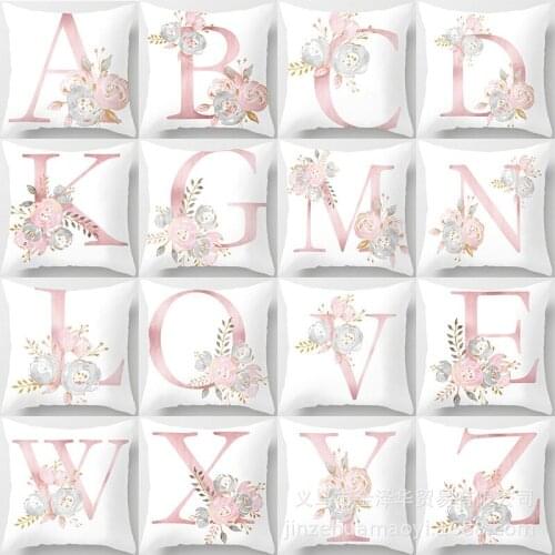 2021 Nordic Style Peach Skin Decorative Pink Letter Printed Cushion Covers Wedding Party Decoration Pillow Cover
