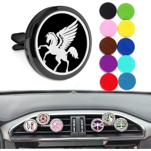 30mm Essential Oil Car Diffuser Vent Clip Car Air Freshener Gold Black Aromatherapy Perfume Diffuser Locket With 10pcs Pads Gift