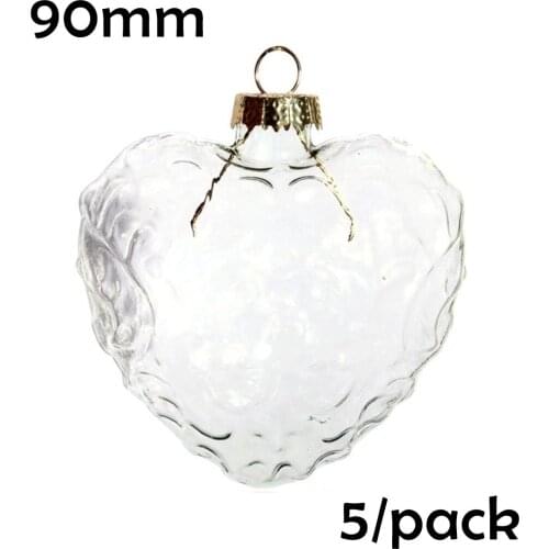 Promotion - DIY Paintable Clear Christmas Decoration Ornament 90mm Glass Zebra Heart, 5/Pack