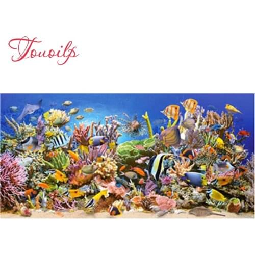 Diamond Painting Fish Animal 5D DIY Kit Cross Stitch Diamond Embroidery Sea Rhinestone Mosaic Full Square round Home Decoration
