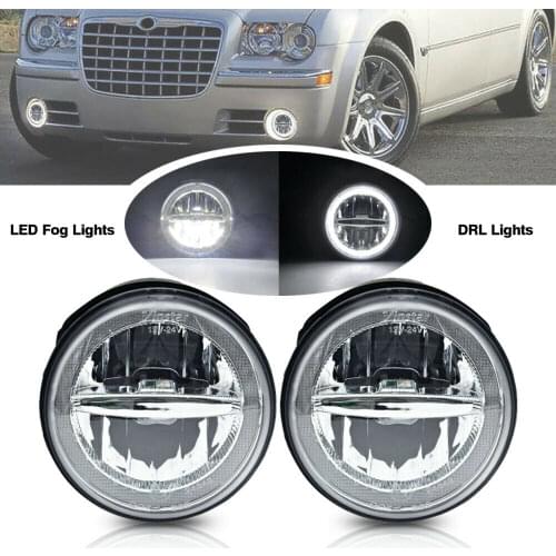 Clear Lens White LED Fog Driving Light DRL Daytime Running Halo Ring Lamps For 2005-2010 Chrysler 300