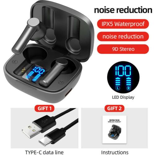 Wireless Bluetooth5.0 Headphones Stereo Super Bass Headsets Sport Waterproof Earbuds In-ear Headphone LED Display
