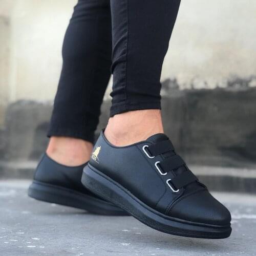 BA0026 3 Band Black High Sole Casual Men Shoes