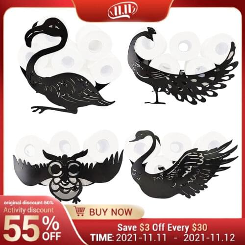 Toilet Paper Holder Free Standing Wall Mount Storage Stand Roll Holders Cat Dog Sheep Shaped Roll Paper Metal Bathroom Stand