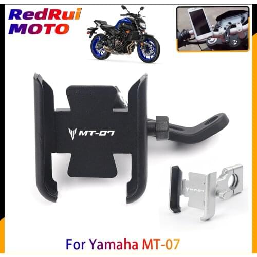 For Yamaha MT07 MT-07 Motorcycle CNC Aluminum Mobile Phone Holder GPS Navigator Rearview Mirror Handlebar Bracket Accessories