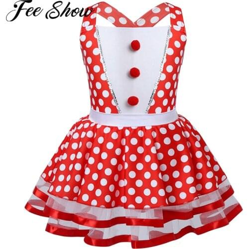Kid Red Dresses for Girls 2021 Ballet Costume Printed Skirt Sleeveless Leotards Tutu Gymnastics Skirt Children Party Dress