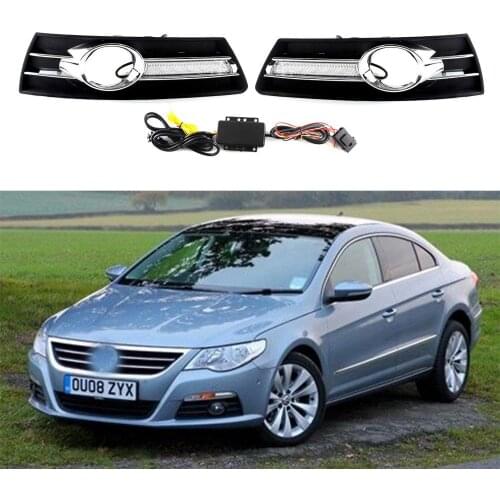 For VW Passat CC 2009-2012 LED DRL Daytime Running Light Front Bumper Fog Lamp w/ Turn Signal