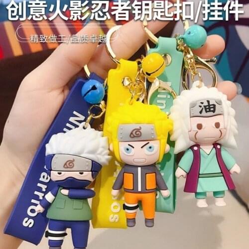 Action Naruto 3d Key Chain Pendant Toys For Children Naruto Sasuke Kakashi Jiraiya Itachi 7cm Doll Student Schoolbag Decor Gifts