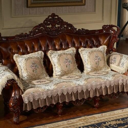 Europe High Density Jacquard Patterned Sofa Slipcovers For Living Room Couch Cover Armrest Chair Protector Towel Anti-Slip
