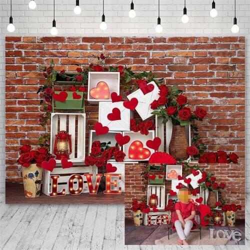 Avezano Backdrop Valentines Day Love Rose Flowers Brick Wall Baby Photography Backgrounds Photo Studio Photozone Photocall Decor