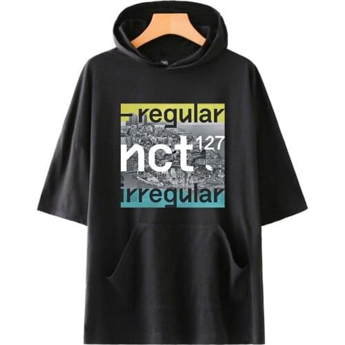 Kpop Nct 127 Idol Short Sleeve Hooded T shirt Cosplay Costume Men Women Hooded t-shirt Tops Tshirt Oversize Pullover Sweatshirt