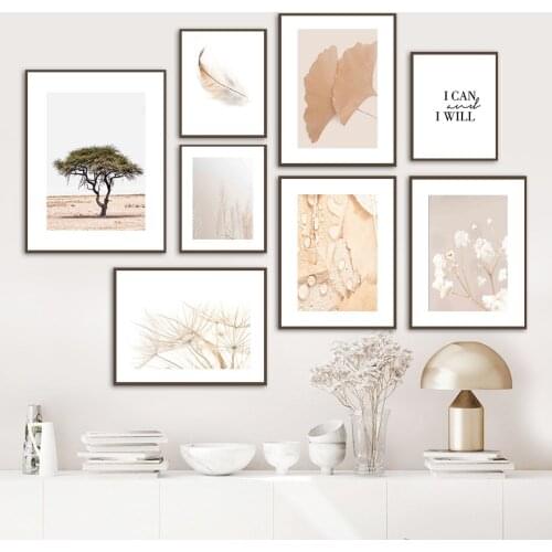 Ginkgo biloba Gypsophila Dandelion Quote Wall Art Canvas Painting Nordic Posters And Prints Wall Pictures For Living Room Decor