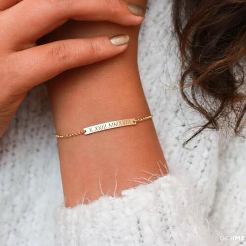 HUHUUI Customized Name Necklace Personality Nameplate Rectangular Pendant Stainlesss Steel Jewelry For Women Anniversary Gift