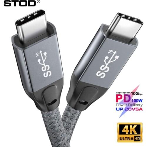 PD 5A 100W Type C Cable USB 3.1 Gen 2 10Gbps Fast Charging USB 3.2 C To C For Thunderbolt 3 20Gbps Macbook HP USB-C Charger Cord