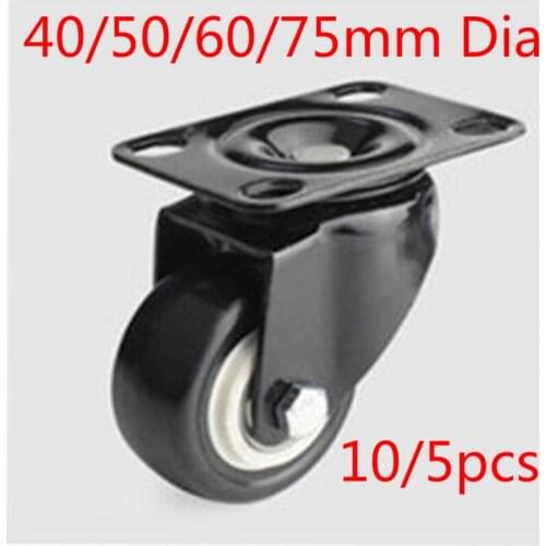 Furniture Caster Wheels Roller Black Trolly Shopping Cart Luggage Replacement Pulley Accessory 40/50/60/75mm Dia 10/5pcs