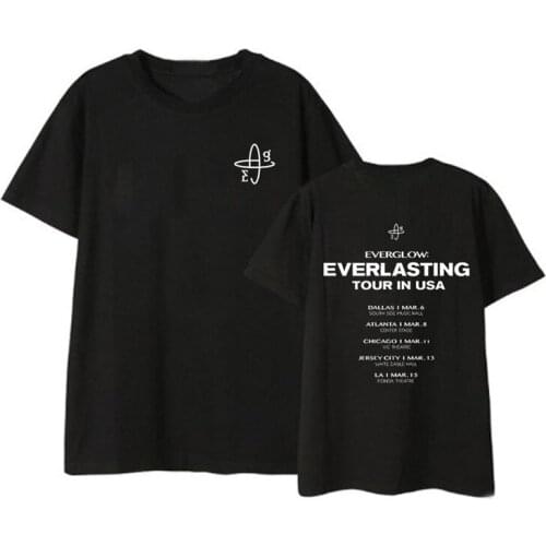 Kpop EVERGLOW Everlasting Tour In USA Shirts Hip Hop Streetwear Harajuku Loose K-pop Clothes Tshirt T Shirt Short Sleeve T-shirt